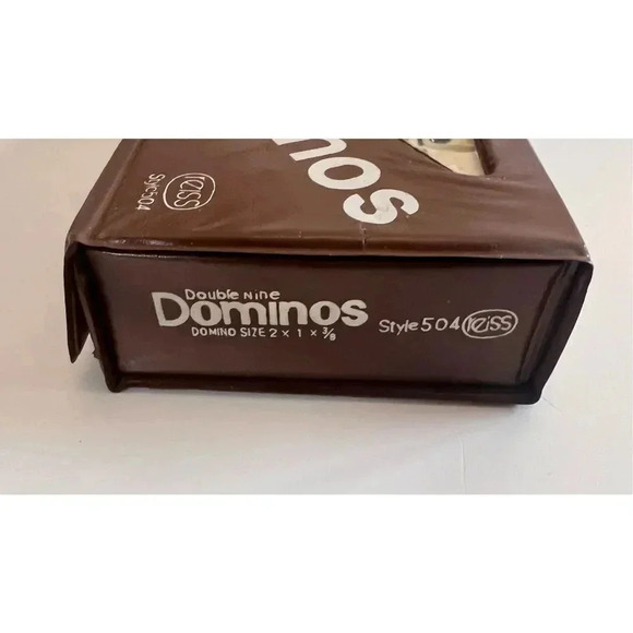 Vintage Double Nine Standard Dominos- Set of 55 - Black dots - Black Snap Case - Picture 3 of 7